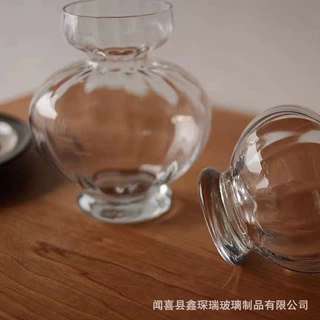 一件代发巴洛克透明玻璃花瓶摆件客厅插花家居水培鲜花干花装饰品