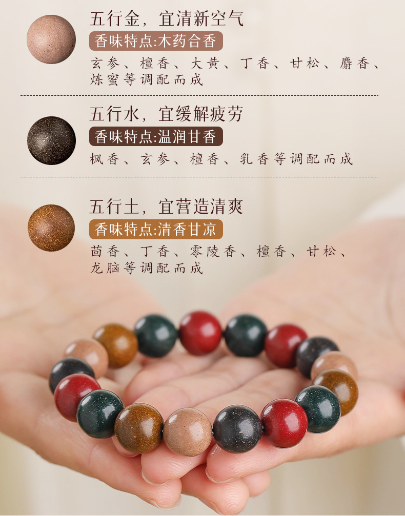 五行合香珠手串手工古法药香持久文玩降真香中药手串佛珠念珠批发-阿里巴巴