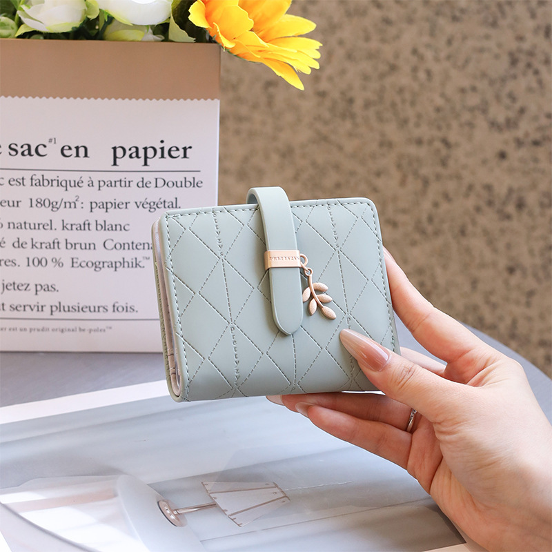 RFID New Card Bag 2025 Japanese and Korean Style Small Fresh Solid Color Leaf Buckle Folding Multi-Card Card Bag Women's ID Bag RFID New Card Bag 2025 Japanese and Korean Style Small Fresh Solid Color Leaf Buckle Folding Multi-Card Card Bag Women's ID Bag