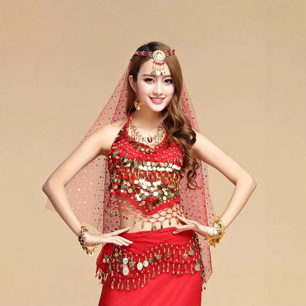 Adult Belly Dance Costumes Stage Folk Dance Xinjiang Dance Indian Dance Costumes Sequined Chili Bra Tops