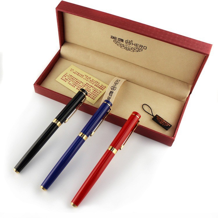 Hero 3022 Fountain Pen, Black, Fine Nib, Modern Design, Financial Pen, Iridium Nib, Gift Box Set, Wholesale with Engraving