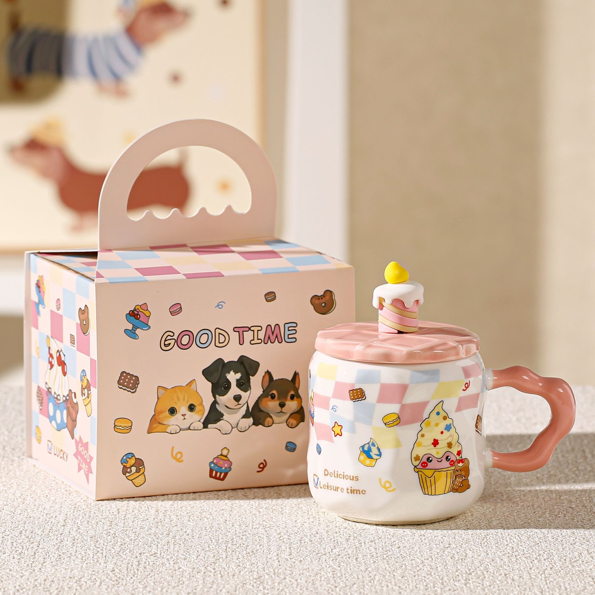 Taza de helado con diseño de perro salchicha, adorable taza de cerámica para beber, taza de café para oficina, con logo personalizado image 6