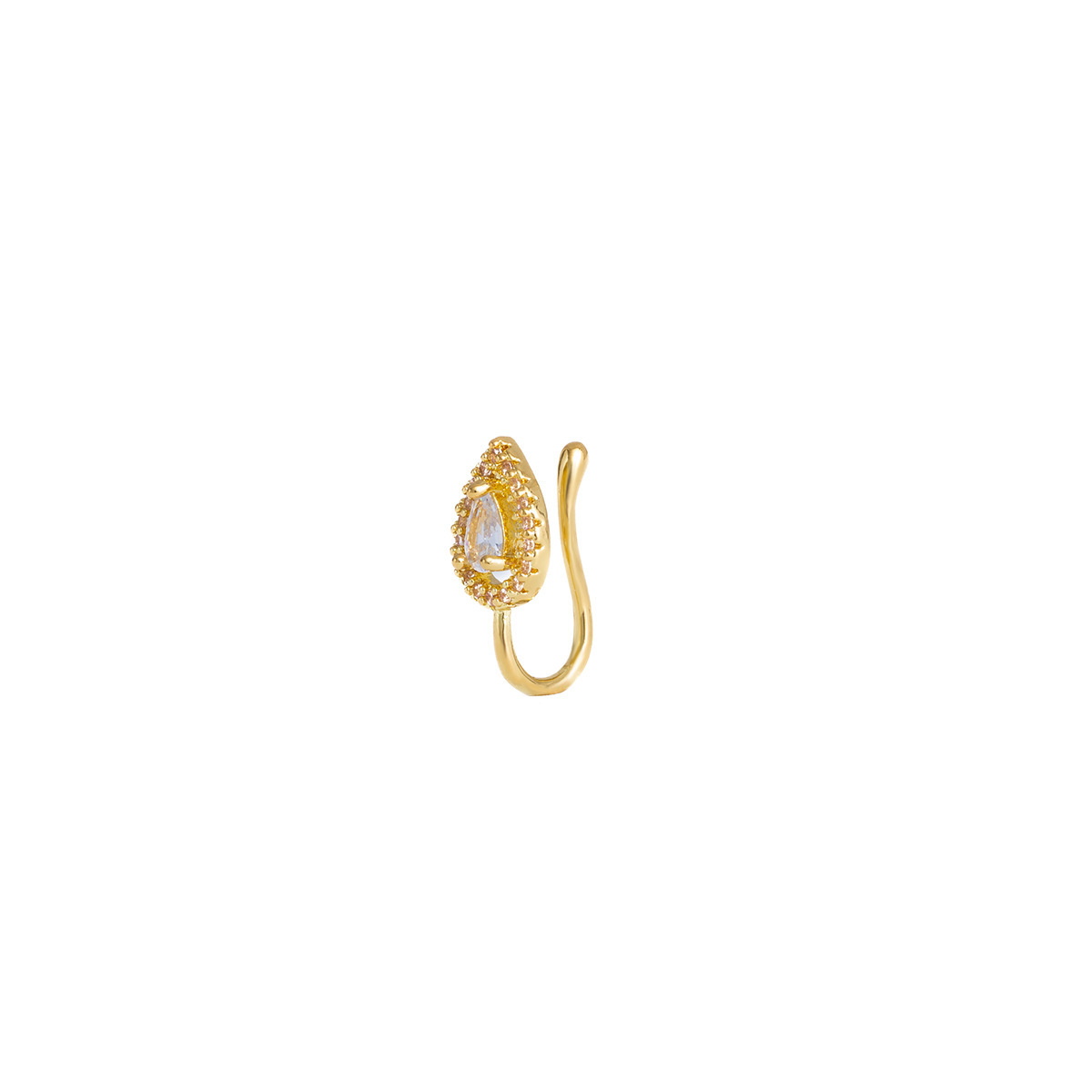 Puces d'oreilles vintage haut de gamme en forme de U serties de diamants, motif cœur, fleur et géométrique, plusieurs styles, or, sans perçage du nez_voghion.com