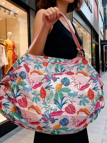 New Foldable Travel Shoulder Bag Storage Bag Portable Thickened Supermarket Eco-Friendly Shopping Bag