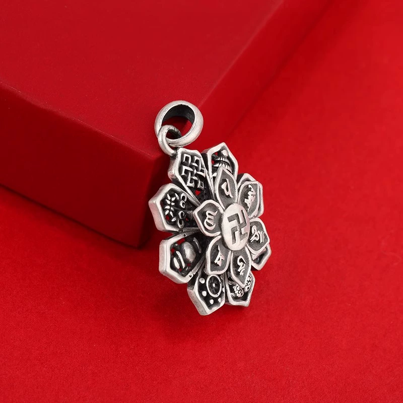 Retro ethnic pendant, silver 925 sample, ethnic style