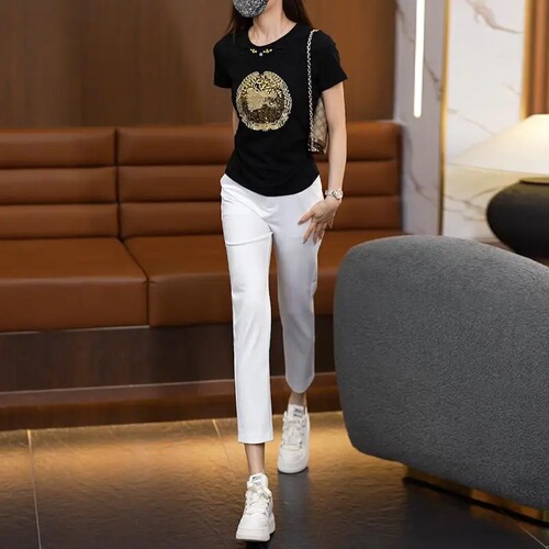 Summer new nine-cent cigarette tube pants for women, 2025 high waist, slimming casual pants, small nine-cent straight pants