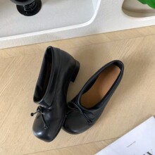 复古风玛丽珍芭蕾鞋蝴蝶结浅口单鞋女新款百搭一脚蹬圆头通勤鞋平