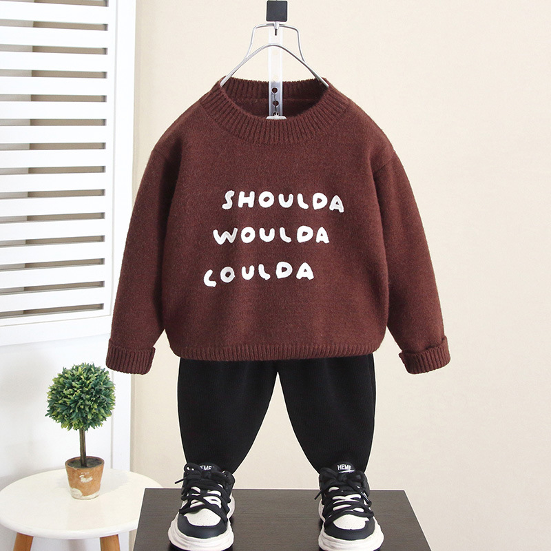 6445 niños y niñas otoño e invierno suéter de punto de moda coreana 2025 nuevos niños ropa de invierno camisa de fondo bebé marea