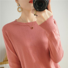 2024新款春夏装圆领套头纯色棉线针织衫舒适打底衫薄线衣内搭女士