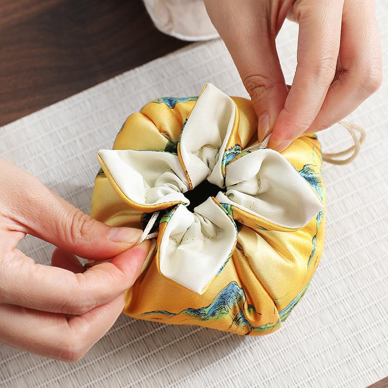 Taza Express hecha a mano bolsa de almacenamiento de viaje juego de té bolsa de tela portátil juego de té accesorios engrosada resistente a la caída bolsa de té