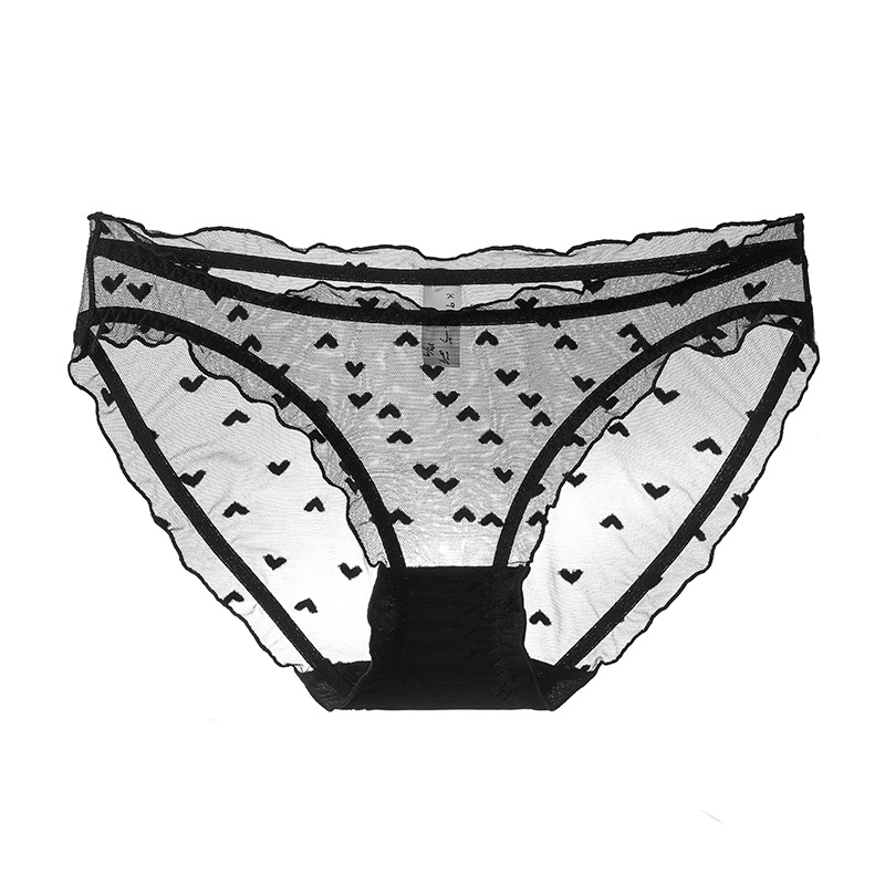 Ropa interior de encaje sexy de onda inferior de algodón puro para mujer verano ultrafino, transpirable y cómoda para mujer