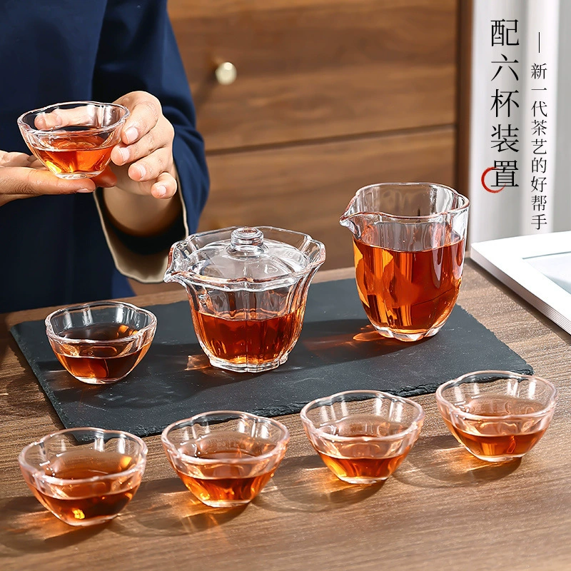 Transparent glass tea set for office