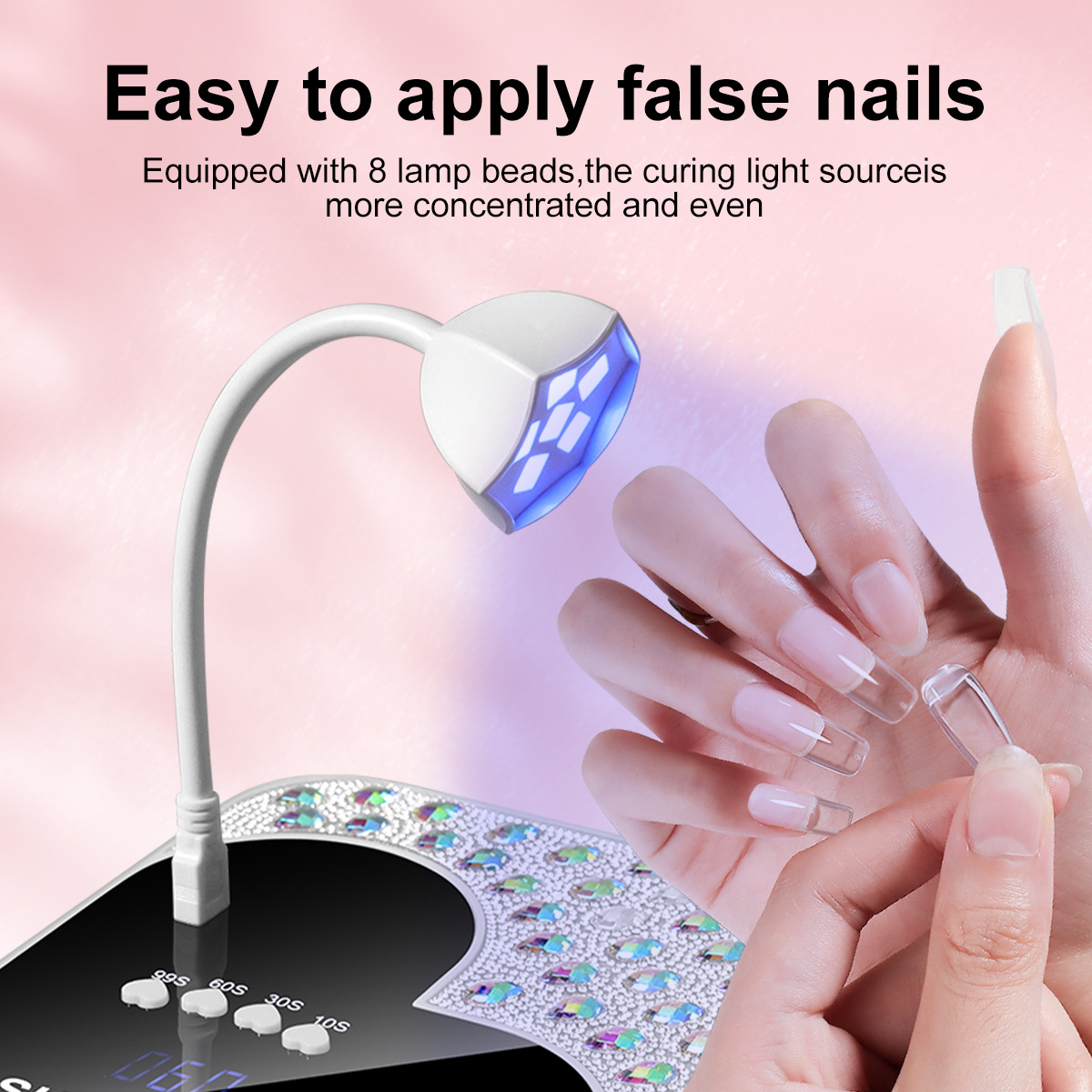 Diseño de amor de diamante enchufable usb lámpara de uñas multifuncional gran espacio LED máquina de fototerapia UV secador de uñas