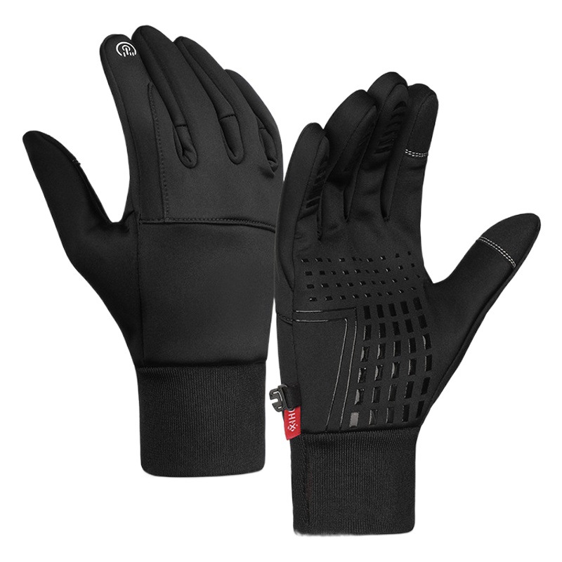 Outdoor Motorcycle Gloves Men's Winter Velvet Warm Waterproof Electric Handlebar Cover Touch Screen Full-Finger Cycling Equipment