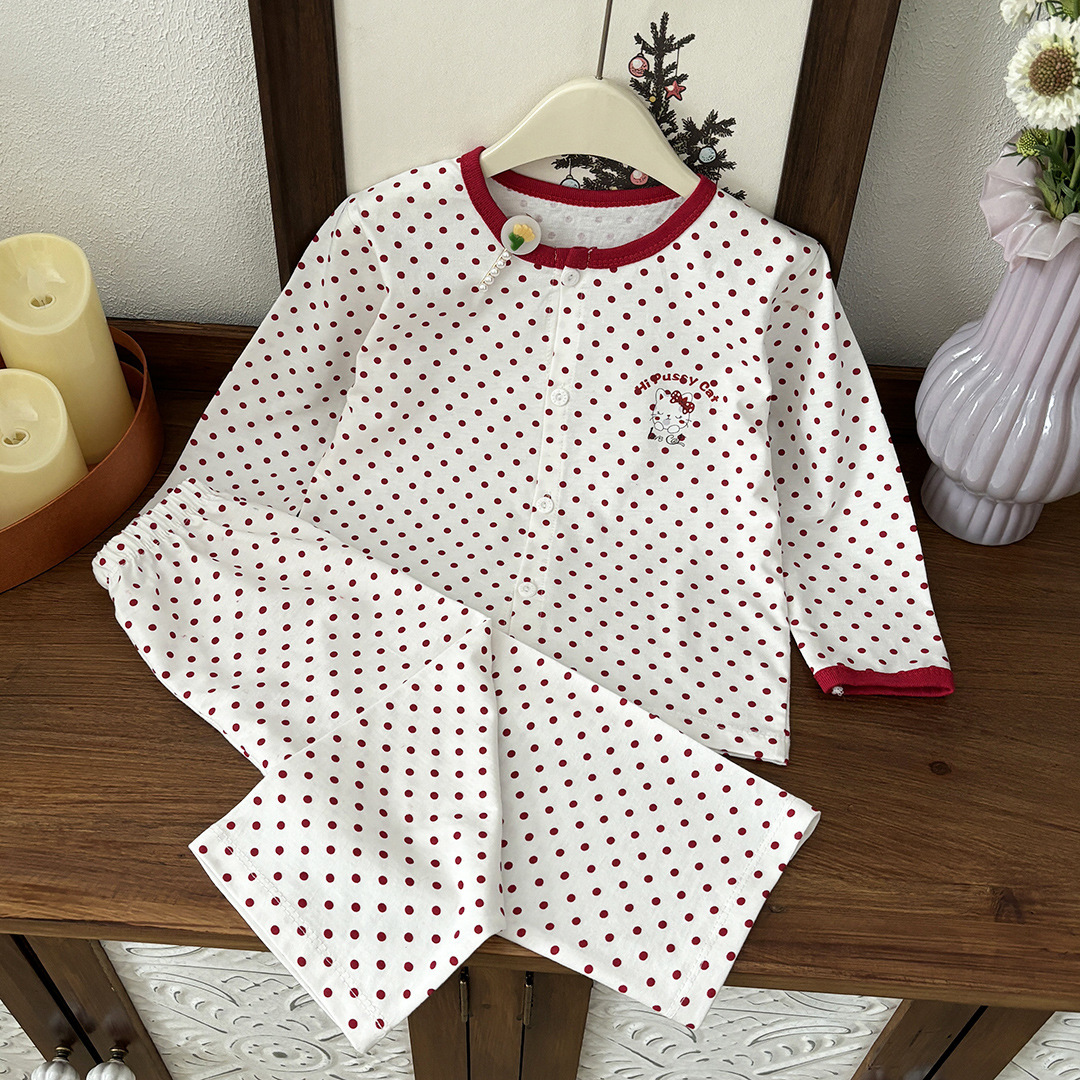 New Pure Cotton Girls' Cardigan Home Clothes Parent-Child Mother-Daughter Pajamas Set