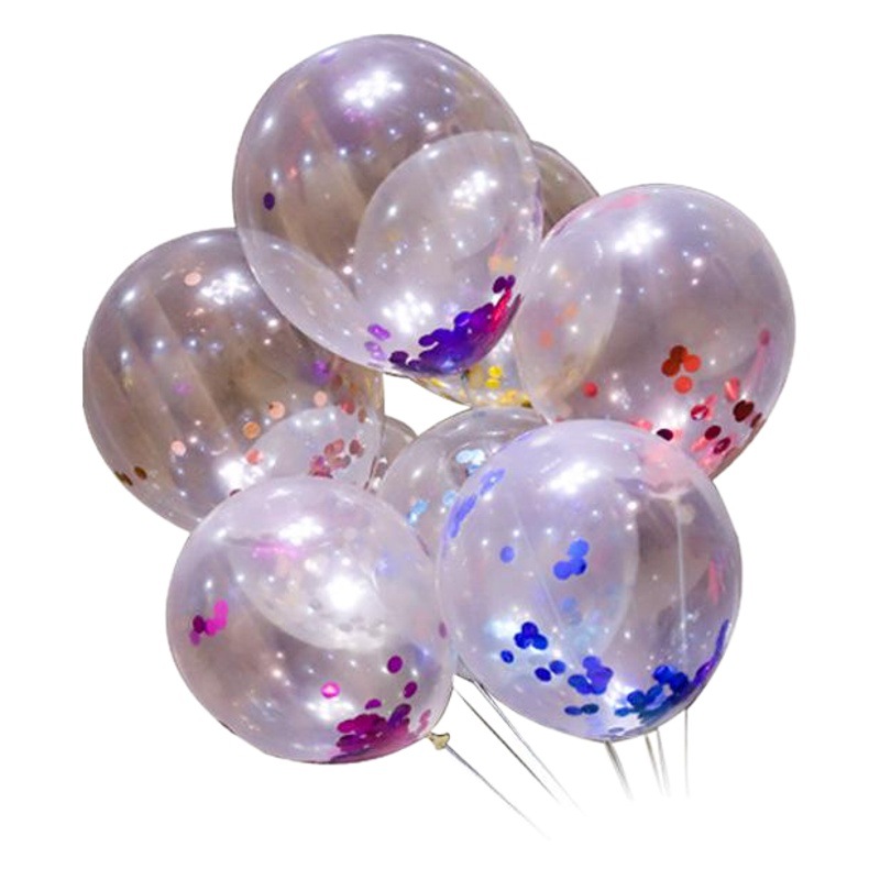 Puesto 12 pulgadas de papel colorido trozos de lentejuelas globo de juguete para niños globo de Decoración de cumpleaños globo transparente al por mayor