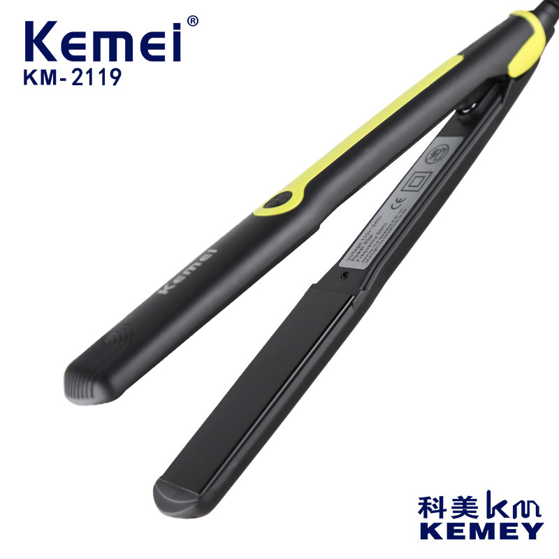 Cross-border Kemei straight hair splint KM-2119 ceramic constant temperature negative ion does not hurt the hair female straight roll dual-purpose hair straightener