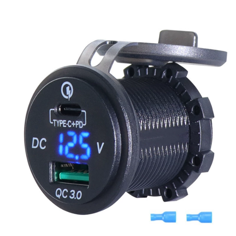 Автомобильный мотоциклетный кемпер модифицированная машина зарядка QC3.0 ремень измеритель напряжения Type-C функция не подключается
