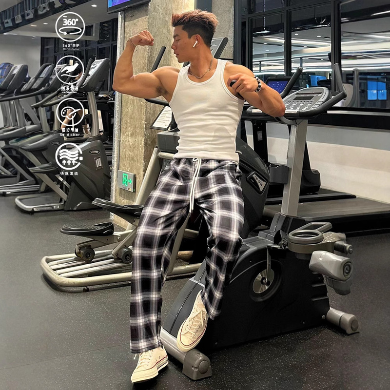 New Black and White Plaid Straight Pants for Men and Women, Trendy Loose Versatile Casual Long Pants, Wide-Leg Pants, High Street Boxer Shorts New Black and White Plaid Straight Pants for Men and Women, Trendy Loose Versatile Casual Long Pants, Wide-Leg Pants, High Street Boxer Shorts