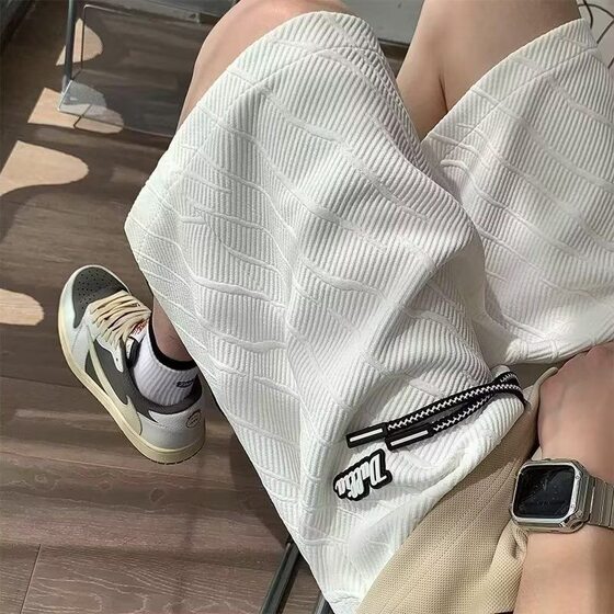 Advanced Sense Texture Pattern Road Casual Shorts Trendy Brand Niche Pants Ins Hong Kong Style All-match Labeling Pants