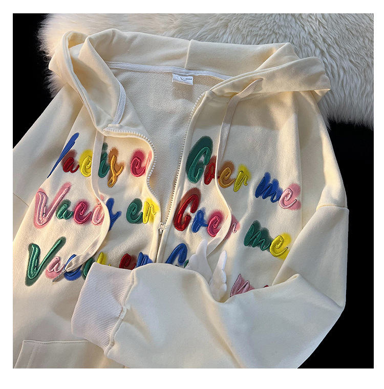 Letter Stickers Loose Couple Pullover Top Image 8