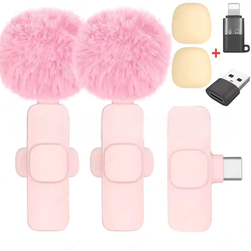 Rosa K9 - Tipo C un remolque dos + bola de pelo rosa 2 + adaptador de manzana + USB