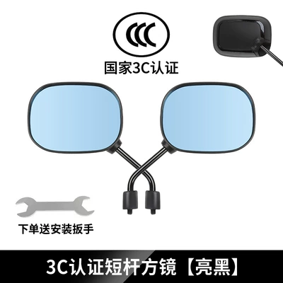 Other Electric Vehicle Accessories, reflective mirror - blue-glass-lenses-short-stem-glossy-black