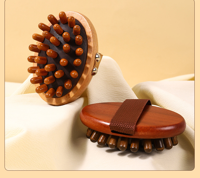 Sandalwood Body Gua Sha Massage Brush Meridian Comb for Belly Legs Waist Scalp Care details