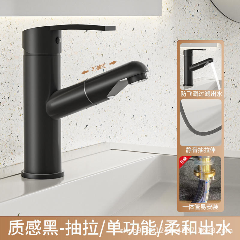 Todo el cobre de extracción de lavabo caliente y frío grifo de baño de un solo agujero lavabo lavabo lavabo fábrica de lavabo al por mayor