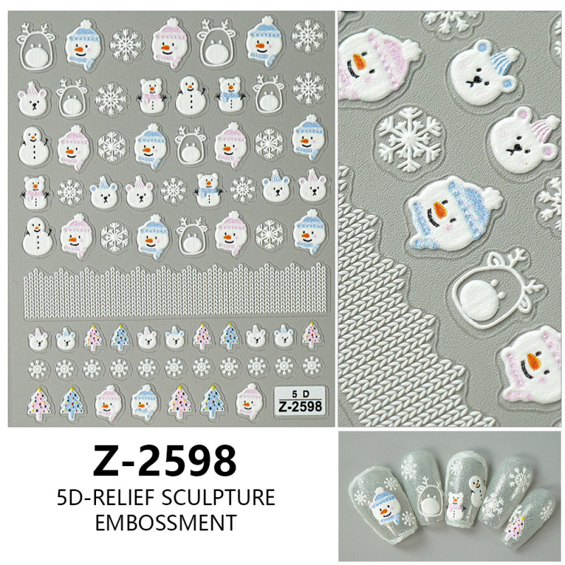 ヨーロッパとアメリカのクリスマスネイルアートステッカー漫画かわいい 5D 立体レリーフステッカー DIY ネイルアートアクセサリー子供のネイルステッカー|undefined