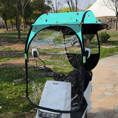 Elektromobil üçün ön şüşə çətiri (günlük): rain protection cover, electric scooter - large-dome-ice-cream-four-seasons-edition-car-options-with-rearview-mirrors