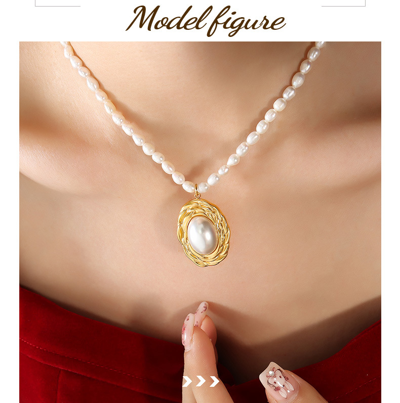 0.03µm-0.05µm Gold Plating Thickness PVD Coated Real Gold Plated 18K Gold Oval 304 Stainless Steel Retro Waterproof Non Tarnish Earrings Necklace