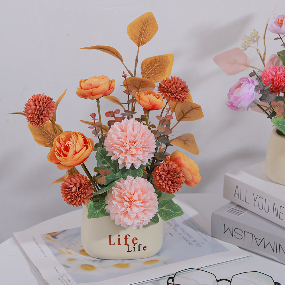 Nuevo ramo de flores artificiales de plástico de alta gama, decoración del hogar, arreglo floral para la mesa de la sala de estar, decoración de rosas_voghion.com