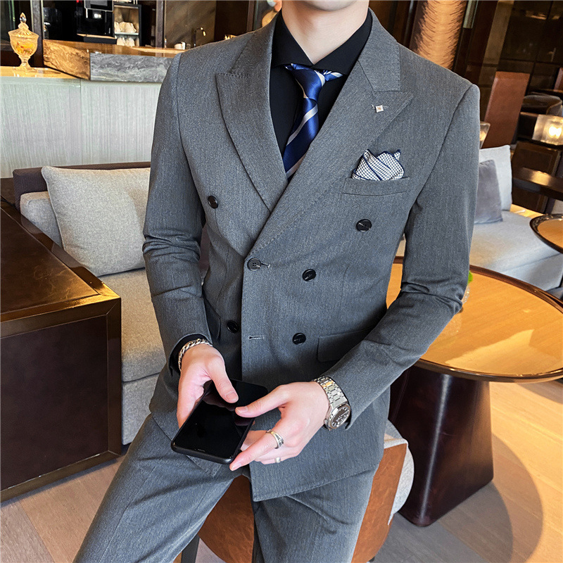 Men's Suit Korean Style Slim Business Suit Trousers Professional Formal Groomsmen Suit Groom Wedding Dress