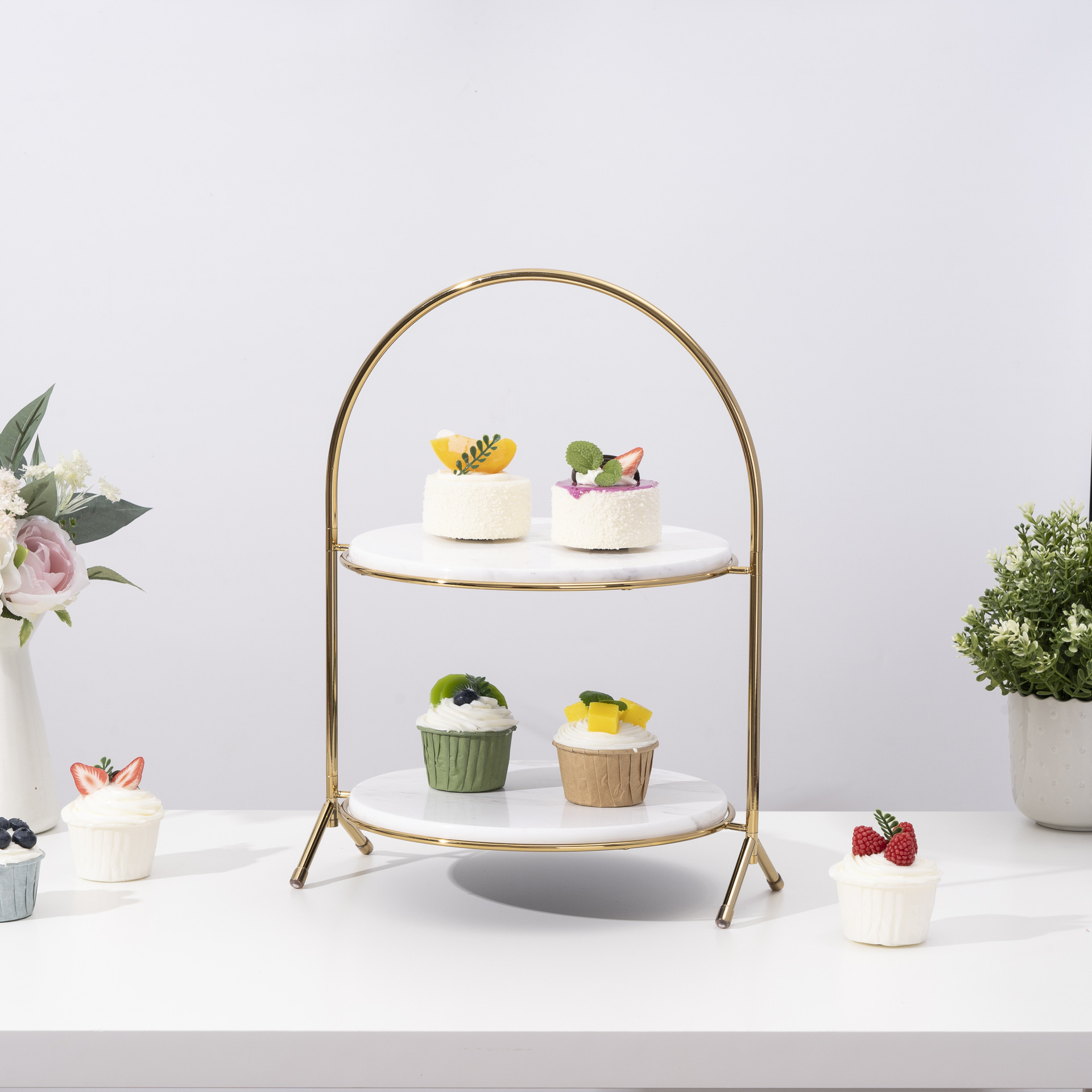 Simple multi -layer marble cake shelf snack dessert display shelf…