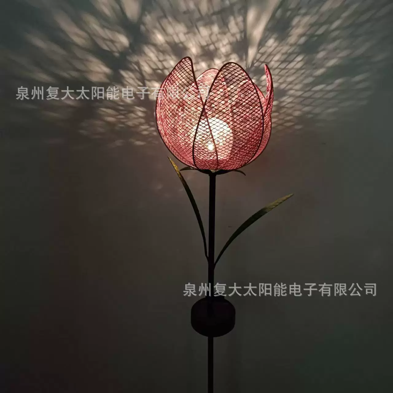 现货太阳能郁金香铁艺灯 LED金属仿真郁金香花园灯户外庭院地插灯