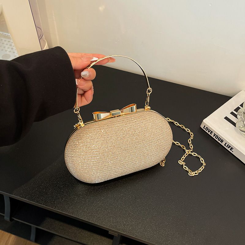 跨境晚宴包2025新款蝴蝶结宴会迷你链条包气质简约女士单肩斜挎包