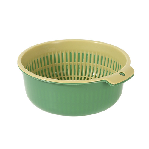 Kitchen double-layer drain basket household vegetable washing basket multi-functional thickened plastic drain basin fruit drain basket filter basket