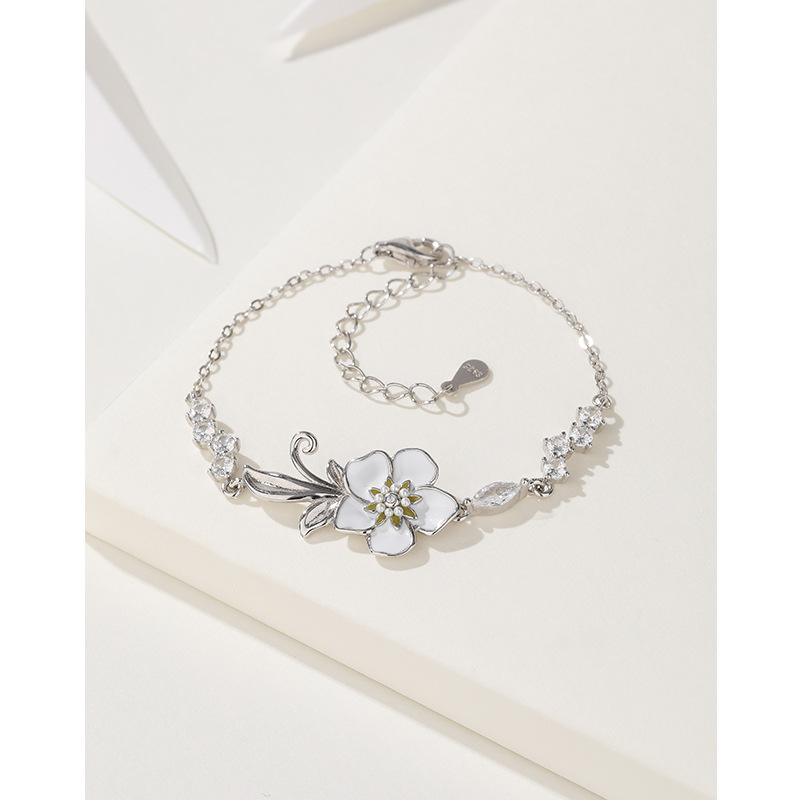 S925 plata esterlina Camelia pulsera de lujo ligero nicho exquisito diseño 2023 pulsera de la nueva muchacha