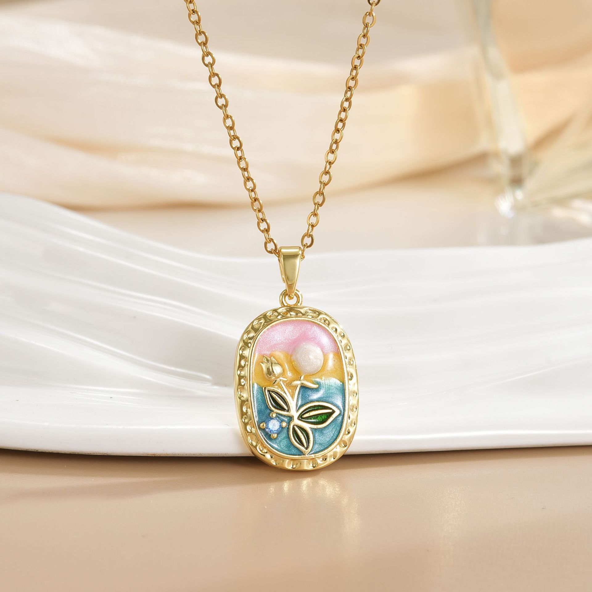 Flower Lady Copper Pendant Necklace Plating Lobster Trigger Clasp Closure display picture 2