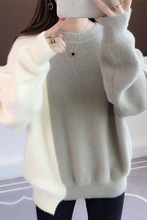 加绒/不加绒 仿水貂绒毛衣女学生秋冬新款加厚宽松韩版套头打底衫