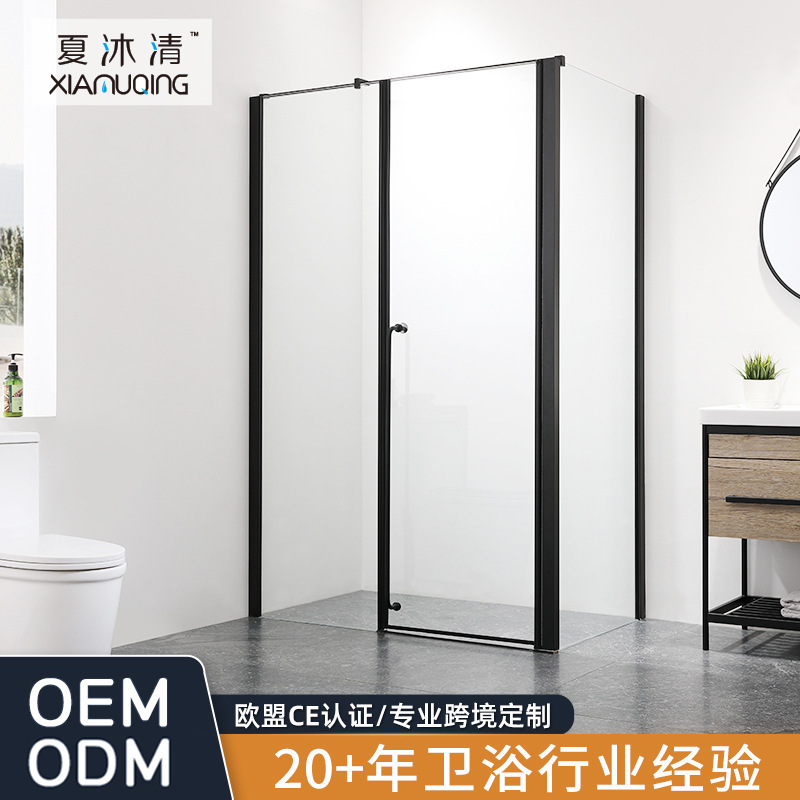 Simple linear shower room, hotel aluminum alloy dry-wet separation shower room, bathroom with glass door