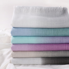 渐变色竹节棉长巾包头巾双色丝巾棉麻围巾纱巾旅行拍照防晒披肩女