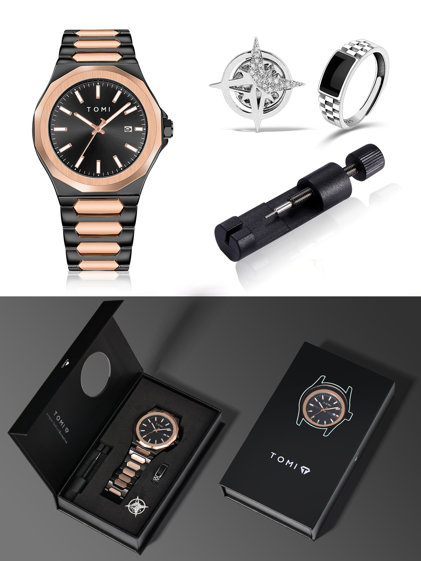 185g Weight Ordinary Glass Mirror Material Alloy Strap Material Watch Classification Pointer Display Type Butterfly Double Snap Buckle Style Round Dial Shape Daily, Formal Occasion Quartz Movement Color Block, Solid Color Pattern All Seasons Season Men's Gender Business Style Business Color Block Solid Color Butterfly Double Snap Quartz Watch Men's Watches 6