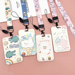 Work ID bus card holder ins style rice cassette with lanyard to pick up and drop off students campus pass cute name tag