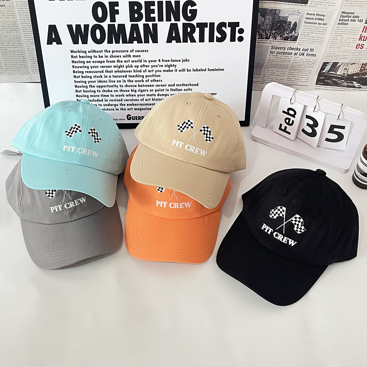 Unisex Baseball cap men's and women's fashion all black and white double flag printed baseball cap shade outdoor_voghion.com