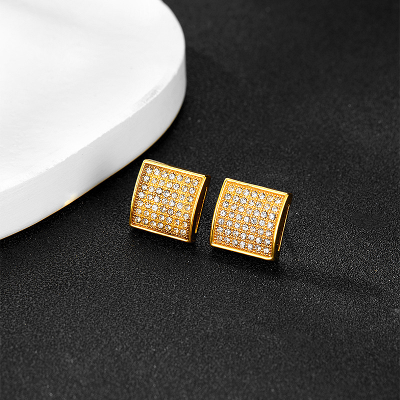 Venta caliente europea y americana nueva aleación China diamante hip hop pendientes accesorios moda Marca completa diamante ins pendientes personalizados al por mayor