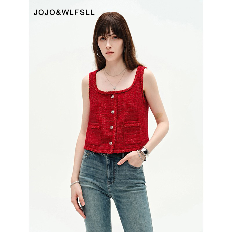 In-Stock Gourcuff Women's Multi-Color Handmade 2026 Spring New Style Shiny Tweed Chanel-Style Vest Waistcoat