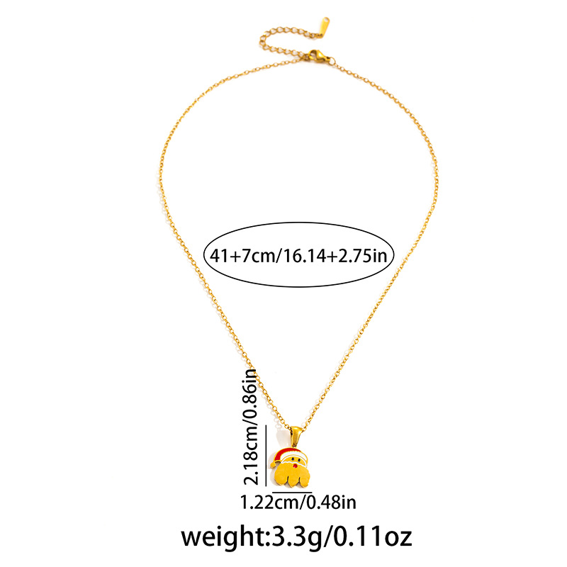 7g Weight 0.03µm Gold Plating Thickness Electroplated Gold Plating Process Golden Plated Plating Material 201 Stainless Steel Pendant Material Pendant Necklace Classification 201 Stainless Steel Chain Material cable chain Chain Type 1 Piece Quantity Holiday, Daily Occasion 201 Stainless Steel Material Santa Claus, Number Pattern Women's Gender Cute Style Plating Craft Fashionable Stainless Steel Christmas Necklace For Women 26 Small Letter Pendants Versatile Minimalist Choker Trendy Accessory 33