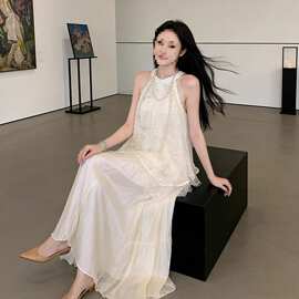 法式轻奢压褶重工亮片蕾丝无袖上衣夏季千金半身裙套装两件套其他